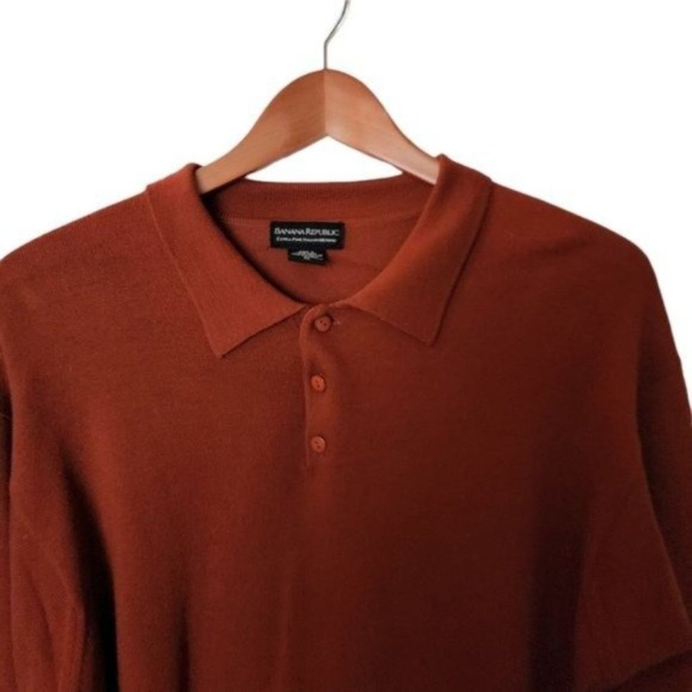 Banana Republic Extra Fine Italian Merino Wool Sweater Collar XL Rust Orange - Picture 4 of 10